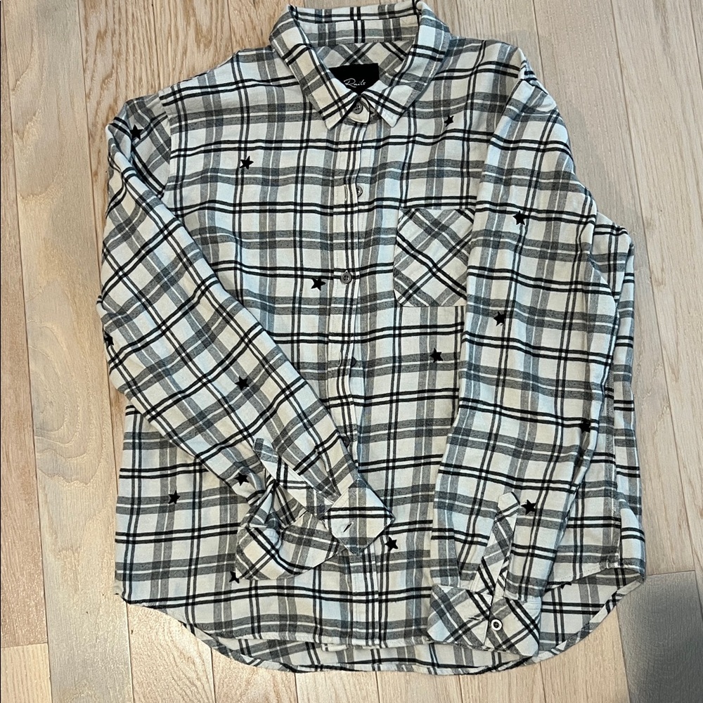 Rails Black & White Flannel Plaid Button-Down Shirt